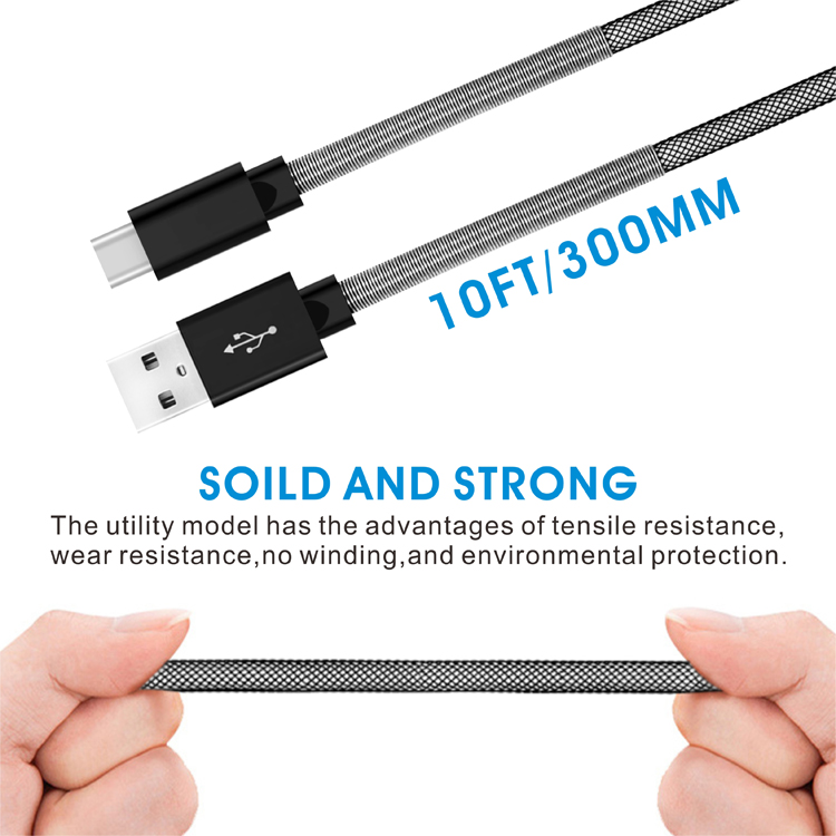 High Efficiency 10ft Type-C Fast Safety Charging Data Usb Cable