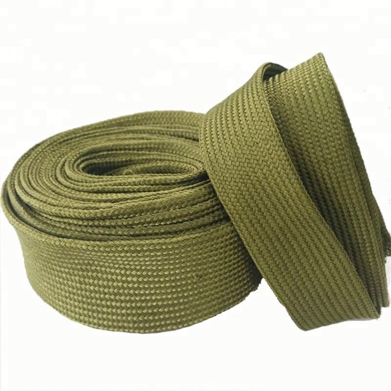 black color or military green color expandable Polyester fiber braided cable sleeve sleeving