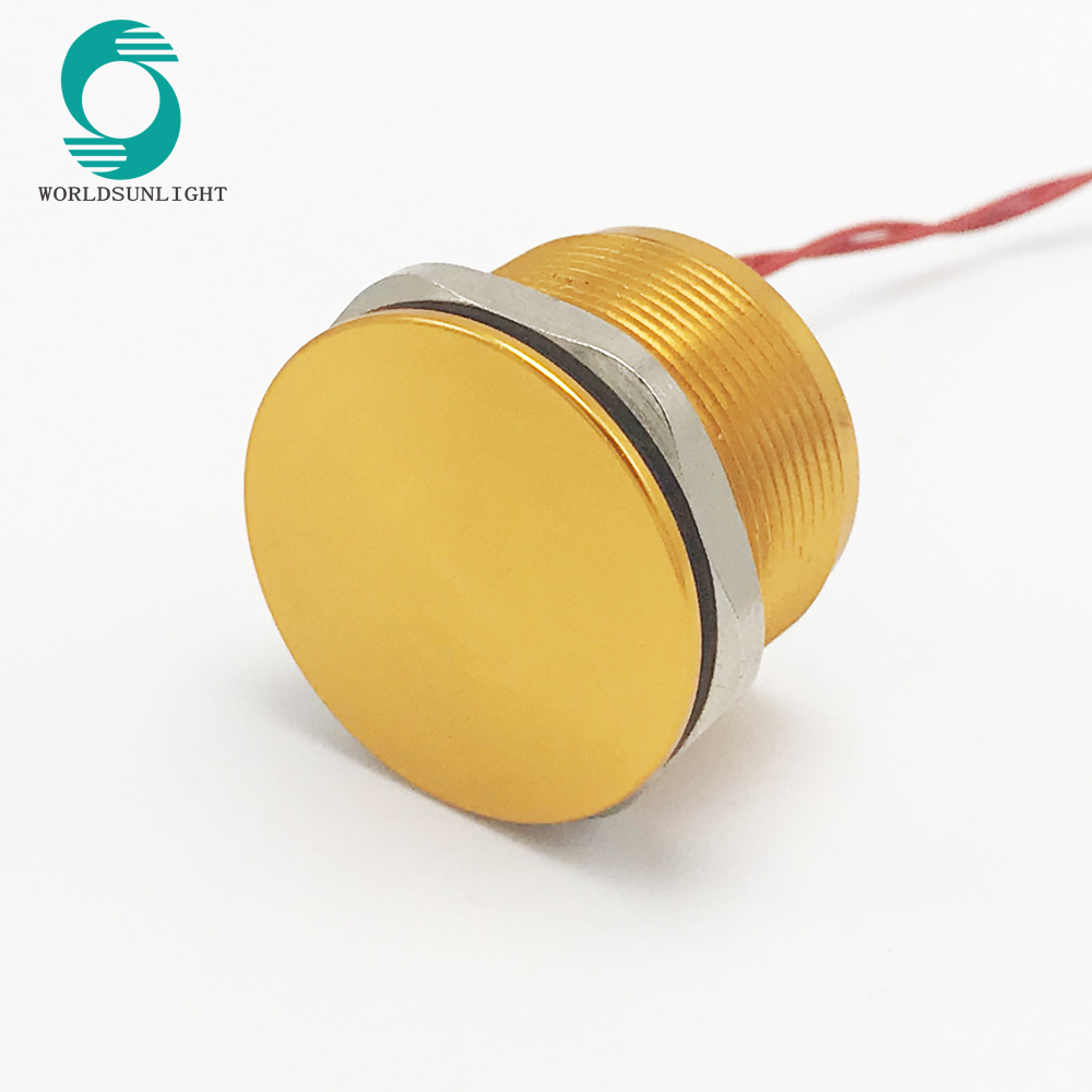 WS195F1NOM customizable IP68 waterproof 19mm NO flat head momentary Gold anodized best price piezo switch