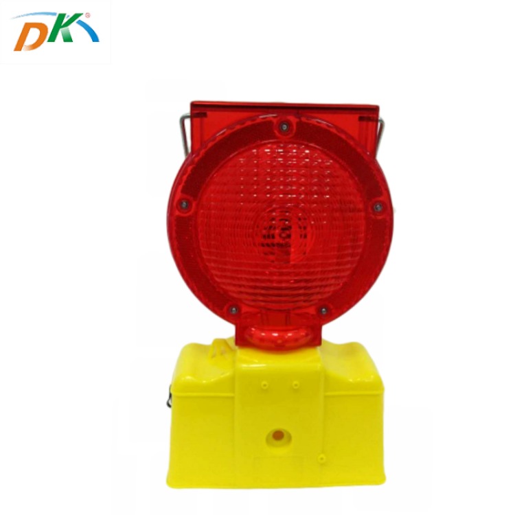 DK led solar powered barricade flashing  lamp Yellow Traffic Light