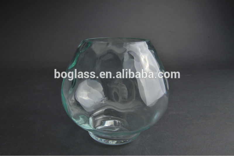 2014 best selling glass vase with bule color for flower