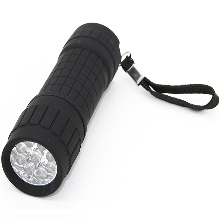 Plastic Rubber Super Bright Mini Torch Light Promotion Gift 9 LED Flashlight