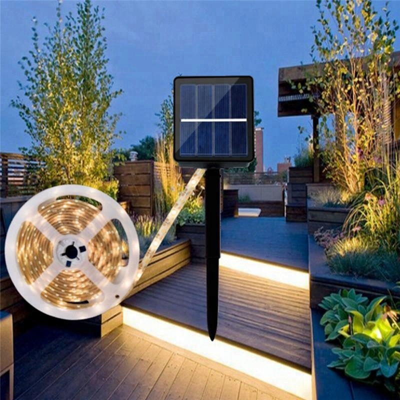 SMD2835 Solar Led Strip Waterproof Ip65 Solar Lamp 1000mah 2 Modes Lighting Tape Ribbon Outdoor Lighting Garden Decoration