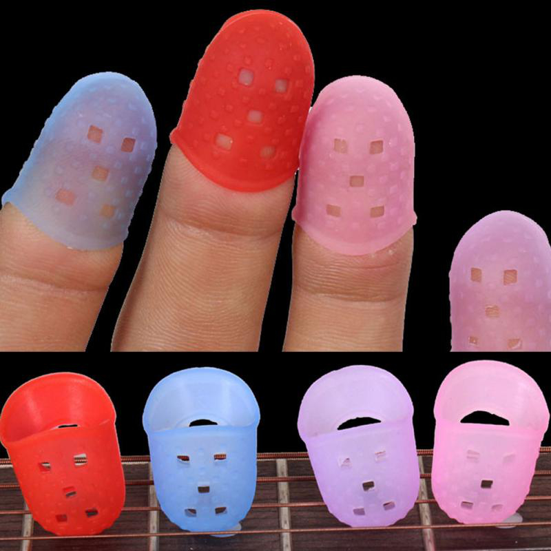 Good Design Hot Sale 4pcs/Set Silicone Finger Guards Guitar Fingertip Protectors For Ukulele Guitar S M L Random Color