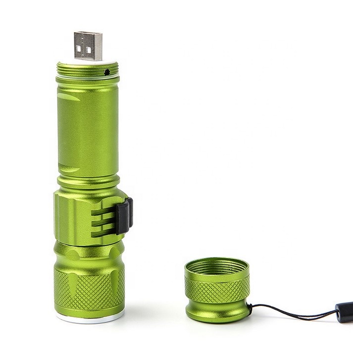 Wholesale Zoomable USB Flashlight T6 LED Rechargeable Water Resistance Hand Torch
