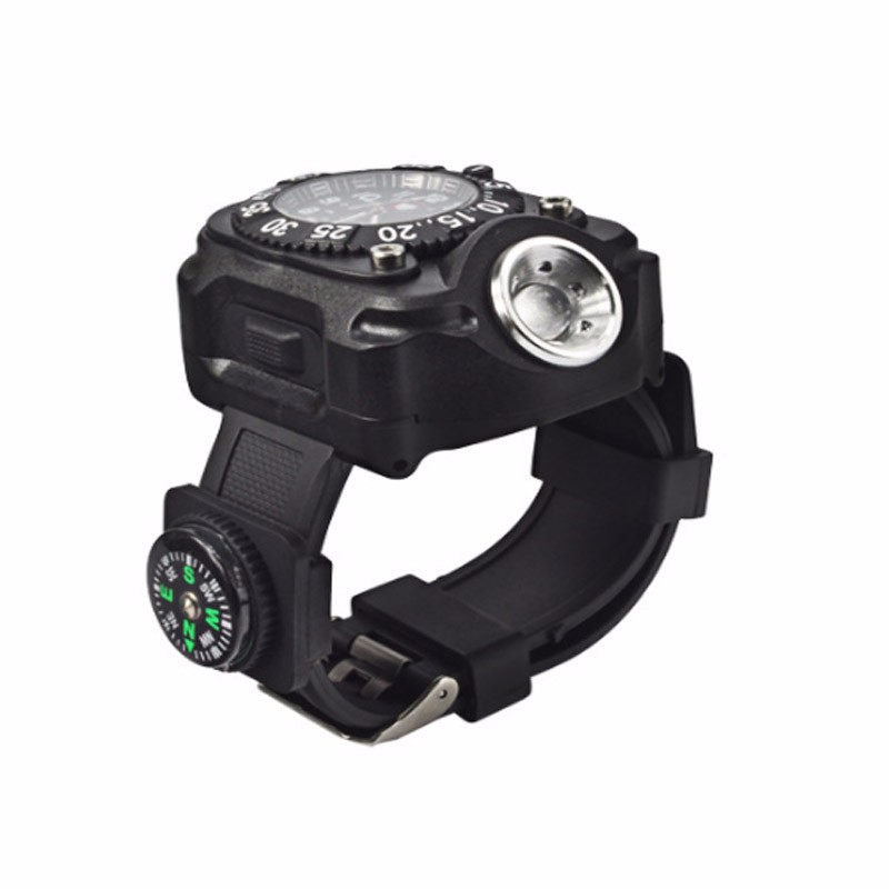 2211 Outdoor multi rechargeable camping clock led wrist light with compass