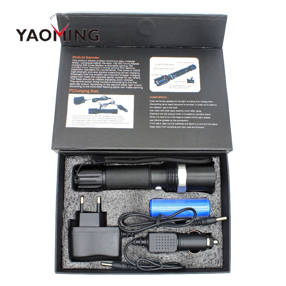 Aluminum Material Rechargeable lithium ion 18650 Battery Long Distance Swat Police Led Flashlight