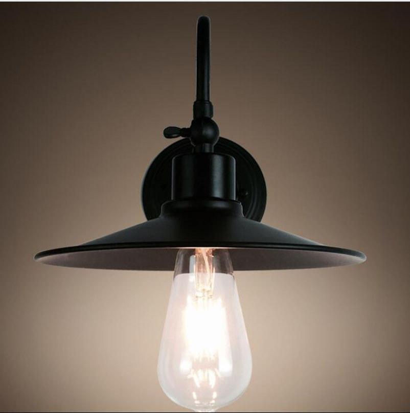Wholesale Price Loft Vintage Industrial Edison Wall Lamps Clear Iron Lampshade Whate Black Wall Lights 110V 220V For Corridor