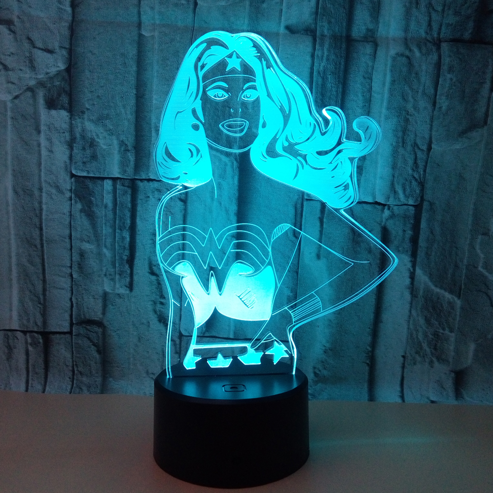 Girl's Night Lights Girl Pattern Customizable Gift 3D 7 Color Variable