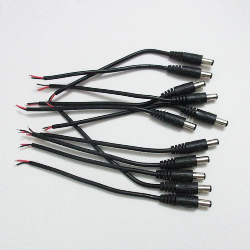 Female + 5pcs male 5.5 X 2.1mm DC Power Connector Adapter Cable Pigtail Plug Wire