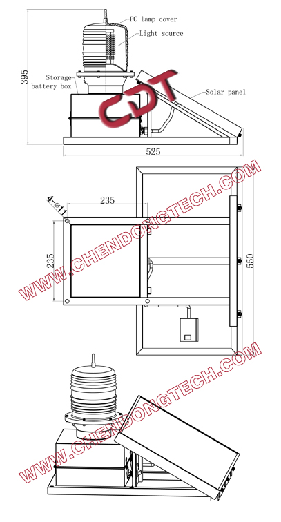 Medium intensity type B high utility solar aviation obstruction light for wind generator