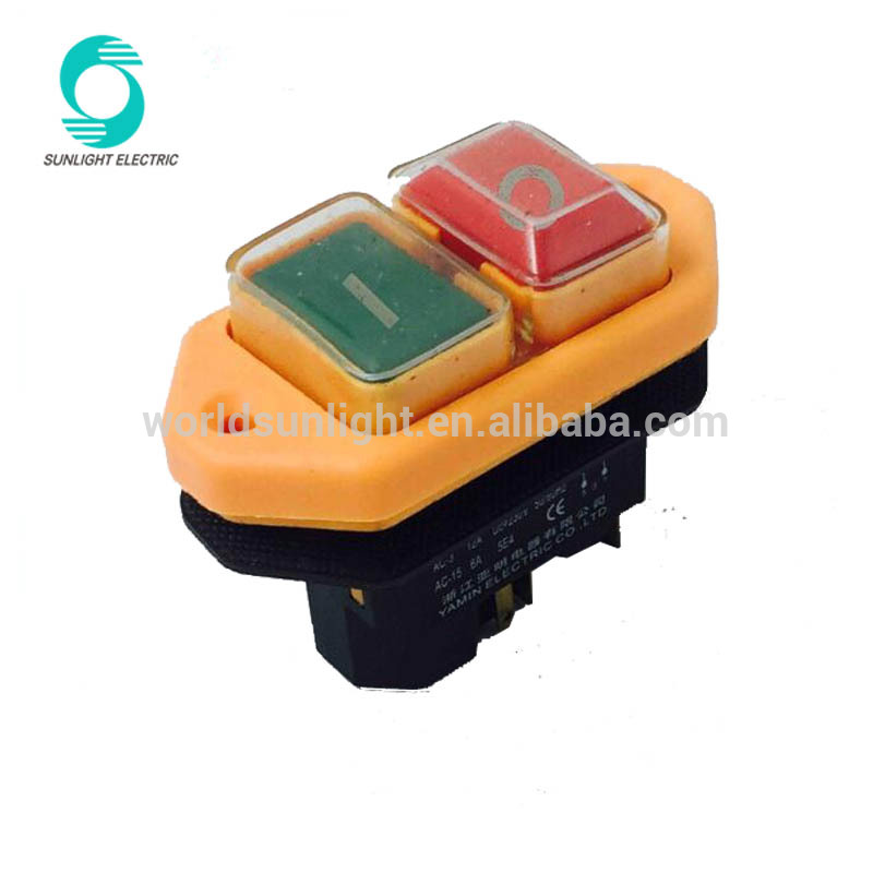 ip55 YCZ3-A 5 Pin On Off red green Button 12A 230V Electromagnetic switch