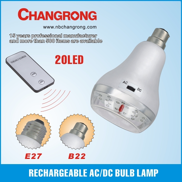 plastic emergency rechargeable AC/DC lamp bulb