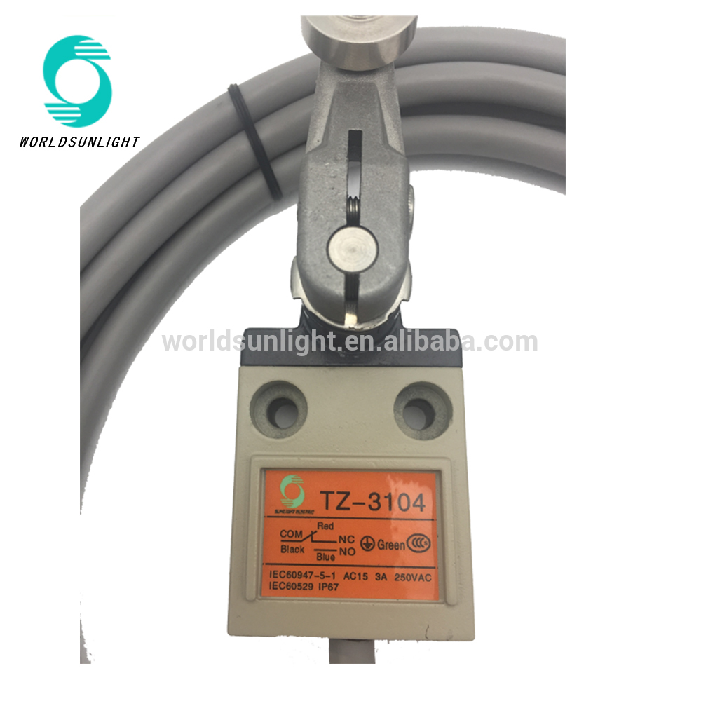 IP67 TZ-3104 1NO1NC stainless steel roller lever type waterproof 3A limit switch with 3 meters wire