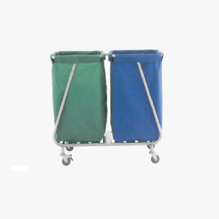 SS Medical Hospital Single Cleaning Laundry Trolley Rubbish Garbage Sorting Movable Vehicle Cart
