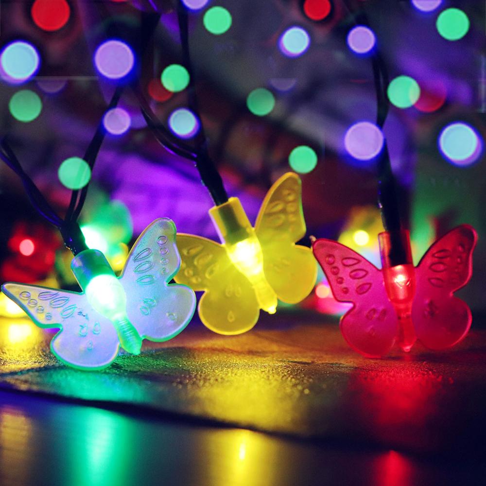 Wholesale festoon Christmas decoration butterfly solar powered outdoor string lights led