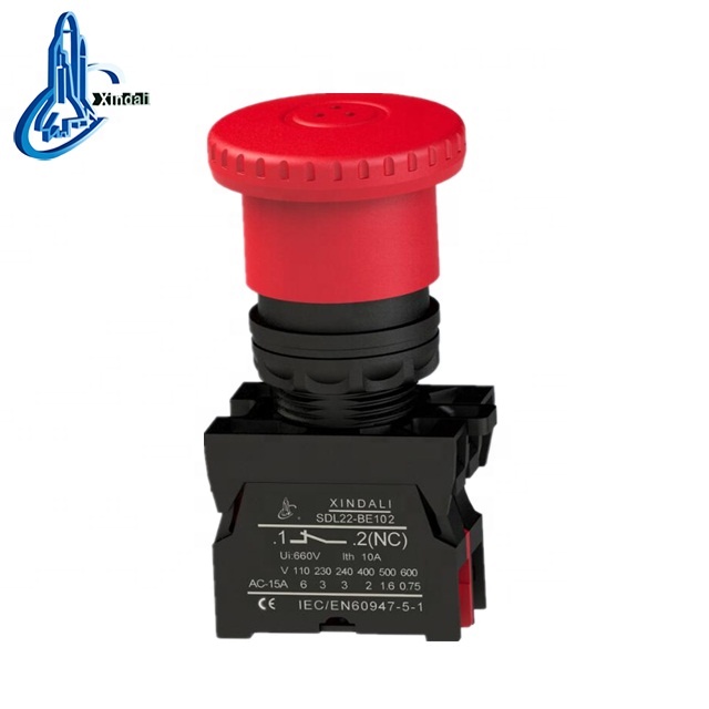 IP67 bulb waterproof emergency Stop Push Button Switch XDL22-ET42 dia. 40mm e stop button estop