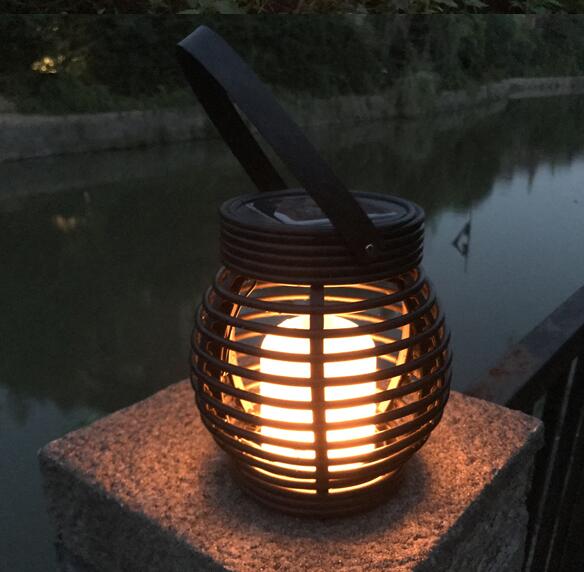 Hanging Outdoor Solar Plastic Lantern with Flameless Candle