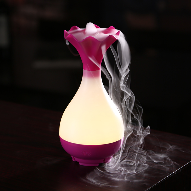 Vase Aromatherapy Humidifier Table Lamp Portable Mini USB Perfume Aroma Diffuser Air Humidifier LED Atmosphere Night Light