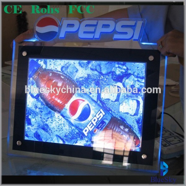 Factory!led acrylic light box photo light frame with PEPSI LOGO DIECUT