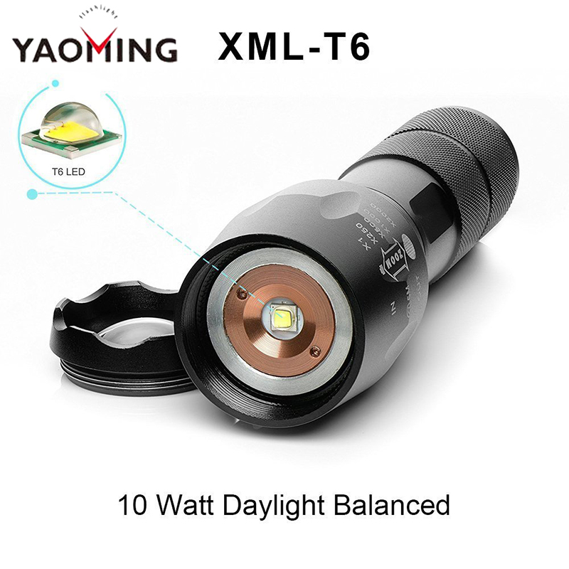 Long Focus High Power 18650 Zoom Rechargeable Led Torch Flashlight XML T6 Self Defensive Flashlight