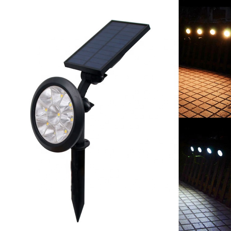 9 LED Spotlight Solar Panel Adjustable Wall Dual Light Color Change Garden Parks