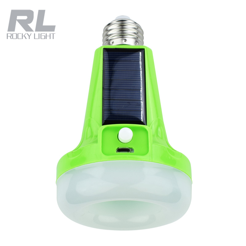 2 modes LED flashlight 12W 85-265V LED emergency bulb with solar panel