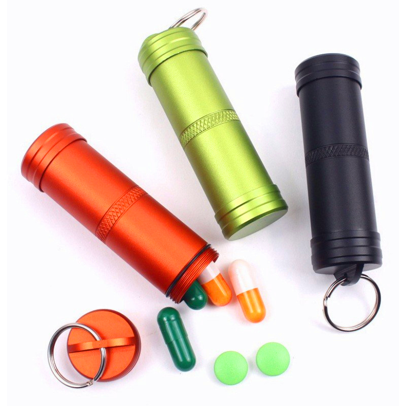 Hot Sale Pocket EDC Survival Waterproof Pill Case Box Container Aluminum Medicine Emergency Gear Travel Kits Tool