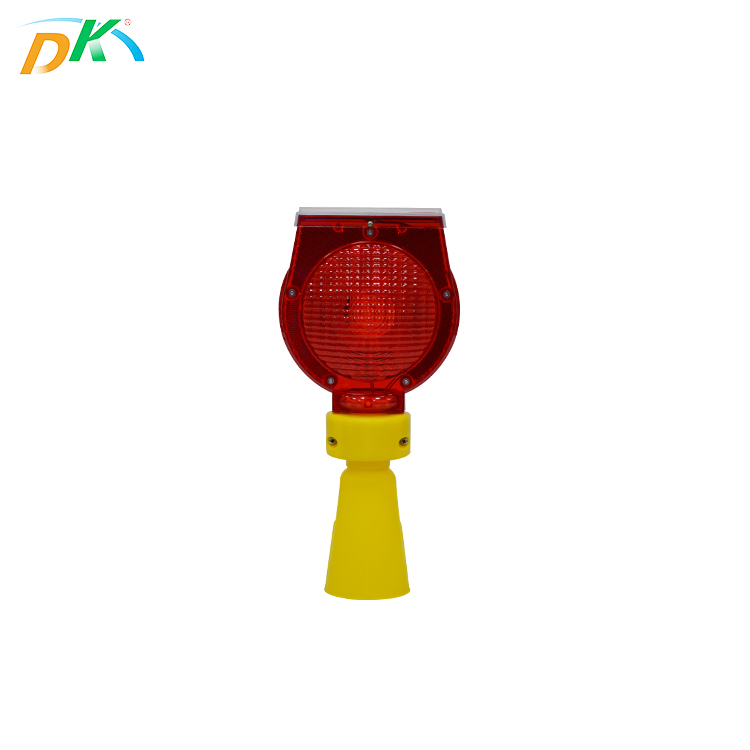 Solar powered led traffic warning road safety cone flashing warning light