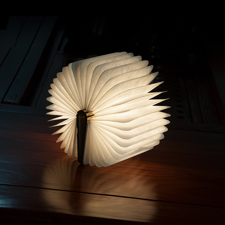 Wooden Foldable LED Book Light USB Rechargeable Creative Night Bedside Table Decorating Variable Led Lamp Light