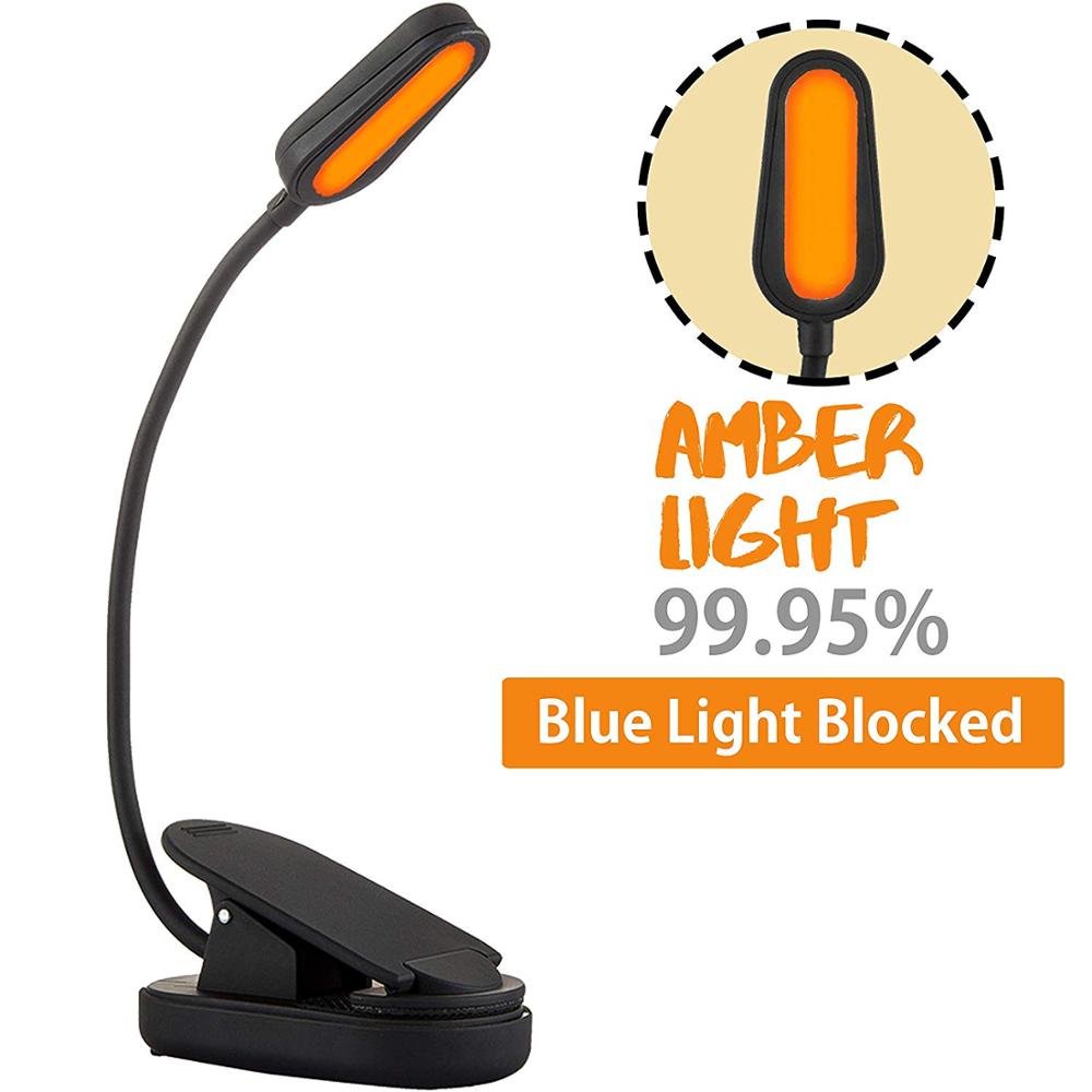 Rechargeable Blue Light Blocked Amber Light Book Light for Strain-Free, Healthy Eyes