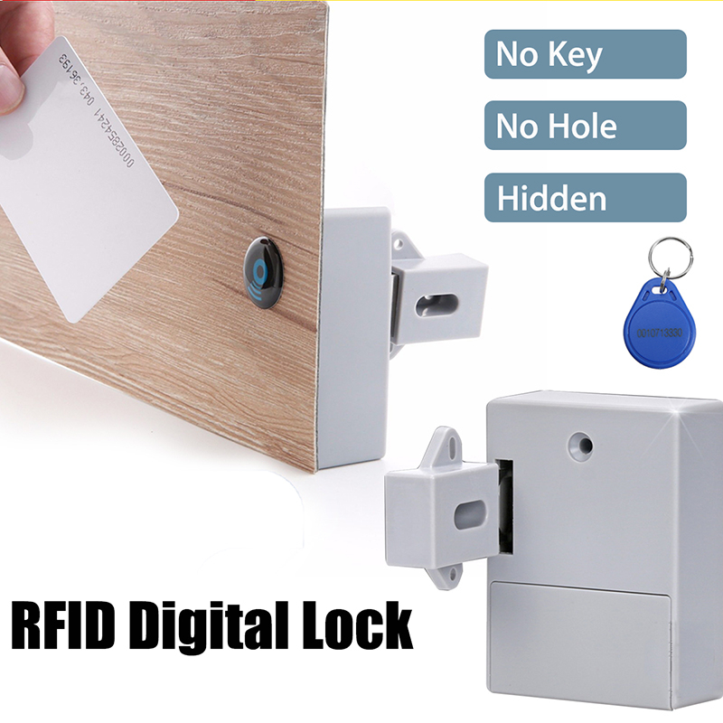 Latest IC Card Sensor Digital RFID Drawer Card Lock DIY Electronic Cabinet Lock Battery RFID Card Invisible Hidden Drawer Locker