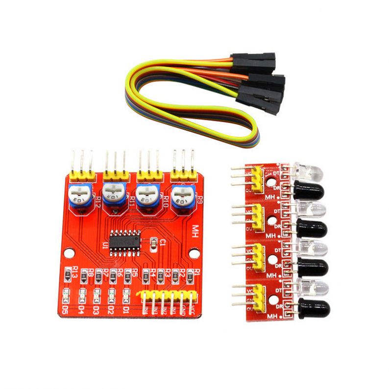 Four-Way Infrared Tracing 4 Channel Tracking Sensor Module Transmission Line Modules Obstacle Avoidance