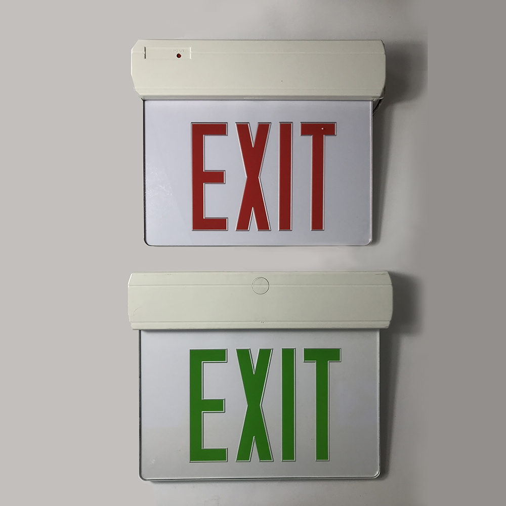 North American standard  red green ABS fire safety edge lit exit signs board Emergency light exit sign for housing
