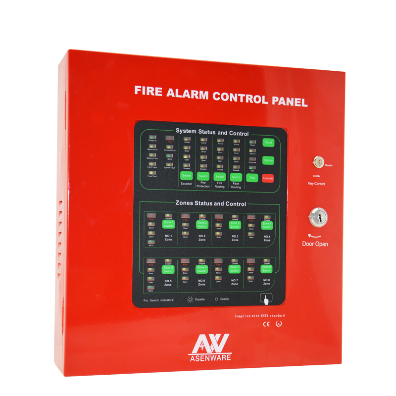 GSM module SMS function conventional 8 zone fire alarm control panel