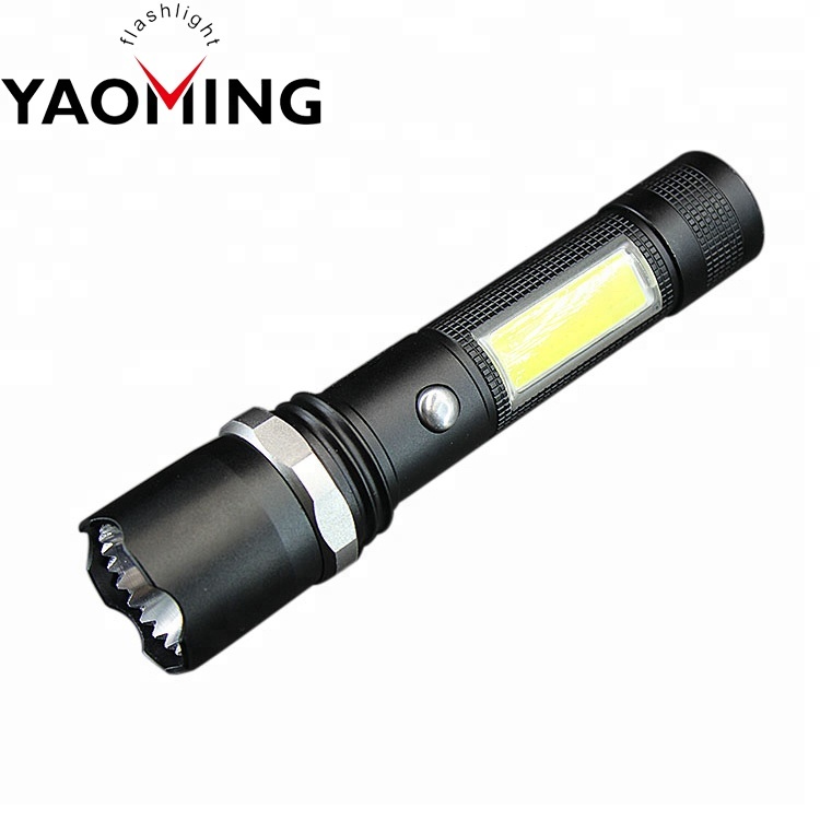 New LED Rechargeable Tactical Strong Light LED Flashlight With T6 + COB Side Light