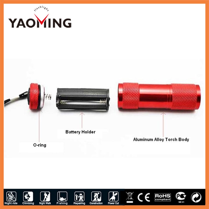 High Quality Torch The AAA Battery Only Mini Aluminum 9 LED Flashlight