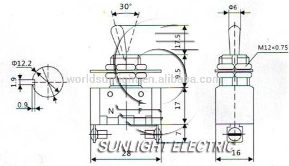 KN3(A)-101 SPST 2 Screw Terminal ON-OFF Black medium toggle switch