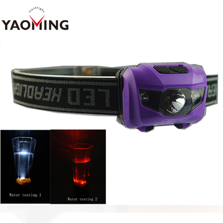 Waterproof Shock Resistant with Red Strobe LED headlamp camping hiking cheap plastic head lamps lantern