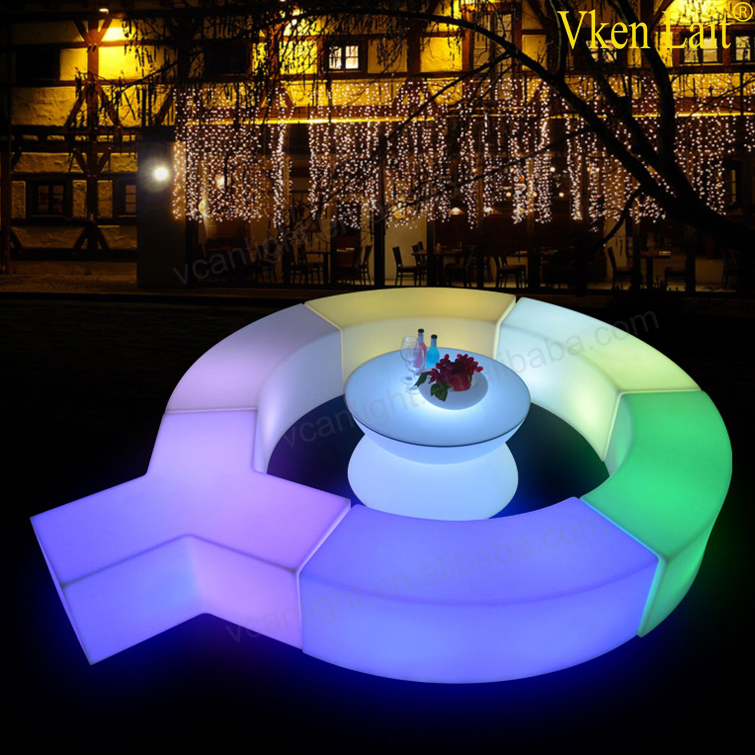 glowing led light snack bar chair for outdoor garden