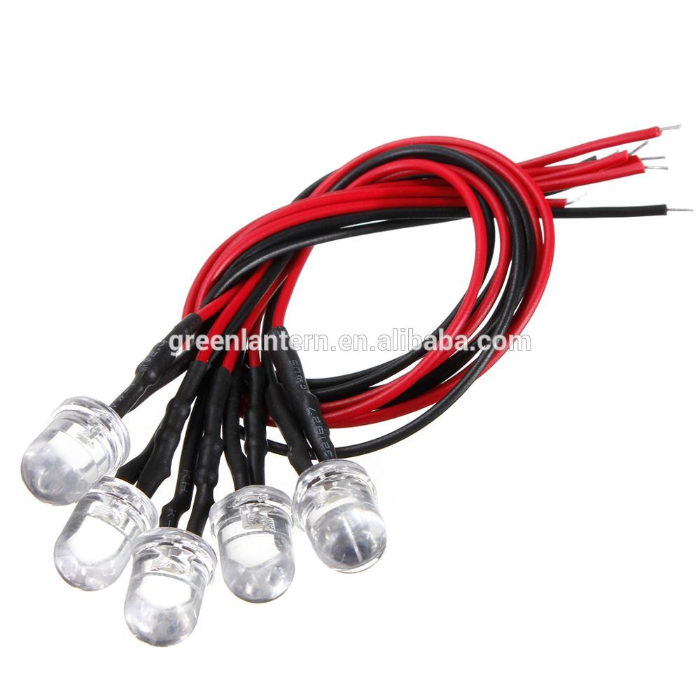 blue 10cm 20cm pre wired led 12V 3mm 5mm 10mm light emitting diode