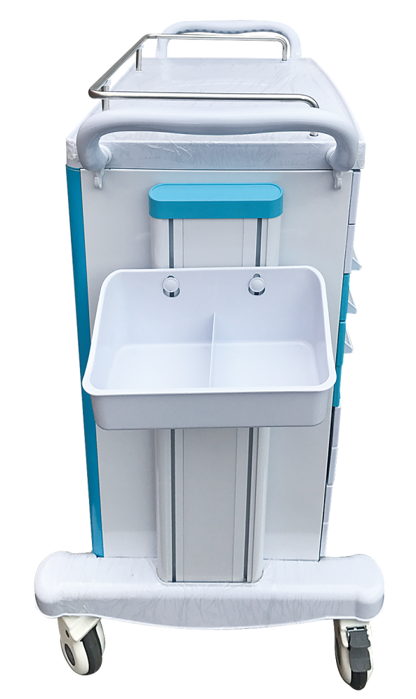 High quality ABS plastic multifunction emergency medical trolley with four castors