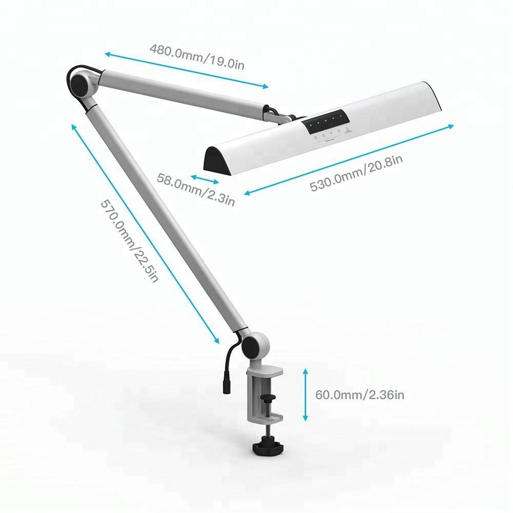 100V-240V High Quality Metal Material Super Brightness  2 Long Swing Arms Dimmable LED Reading Lamp with Clamp