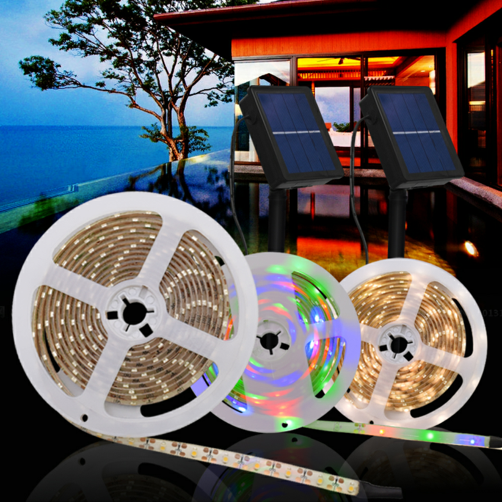 solar energy AA battery powered RGB LED decoration strip lights 3 meters long