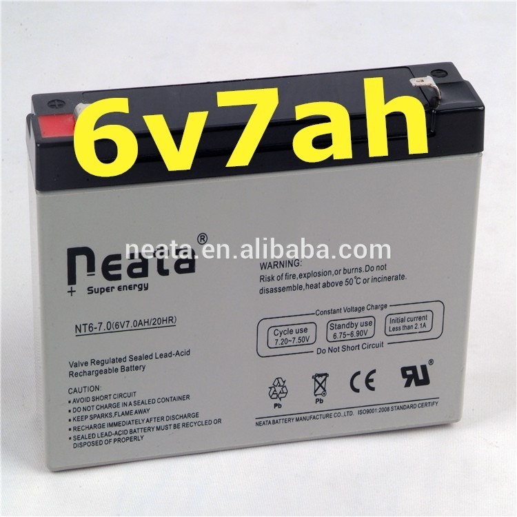 Lead acid Sealead high quality long life use 6v 7.0Ah battery kids cars