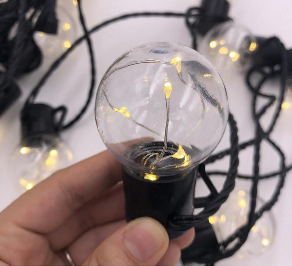 30 Feet 35.1Feet String Lights G40 25 30 Globe Clear Bulbs Outdoor Lighting Garden Fairy Backyard Market Xmas Holiday Black Wire