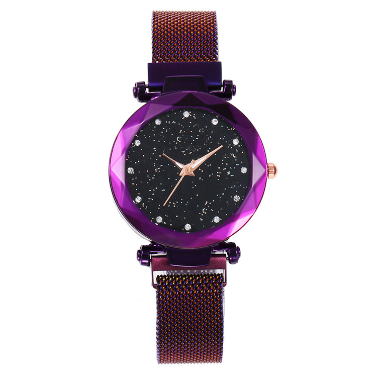 Best Selling Women Mesh Magnet Buckle Starry Sky Wrist Watch Casual  Geometric Surface Quartz Watches