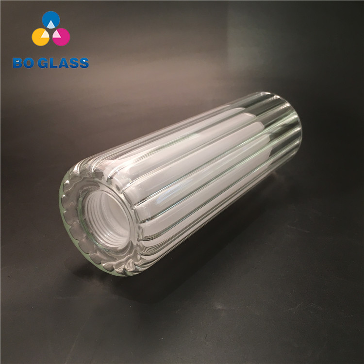 Handblown decorative pyrex glass inner thread milky cylindrical glass lamp shade