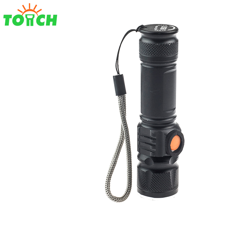 Aluminum flashlight mini usb rechargeable torch zoomable portable led lantern