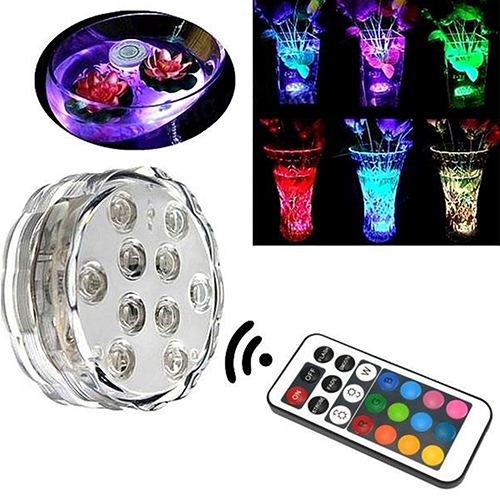 Underwater Wireless Remote Control Led Multi Color Multi Color Submersible 10LED Waterproof Party Lamp